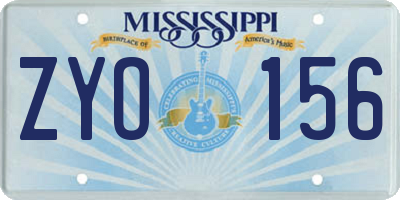 MS license plate ZYO156