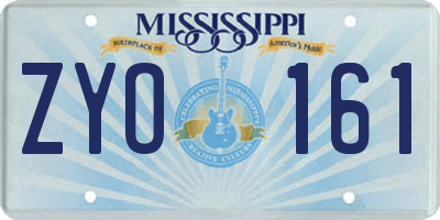 MS license plate ZYO161