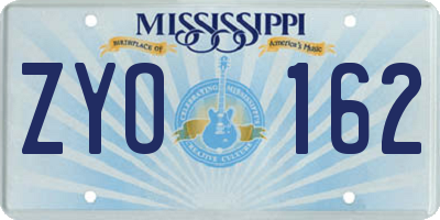 MS license plate ZYO162