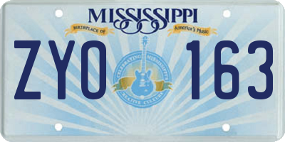 MS license plate ZYO163