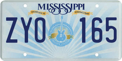 MS license plate ZYO165