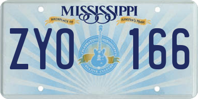 MS license plate ZYO166