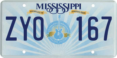 MS license plate ZYO167
