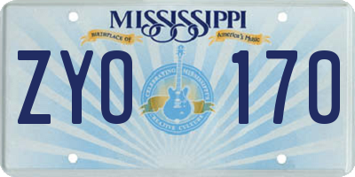 MS license plate ZYO170