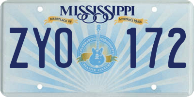 MS license plate ZYO172