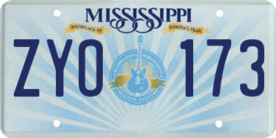 MS license plate ZYO173