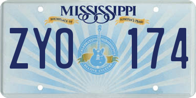 MS license plate ZYO174