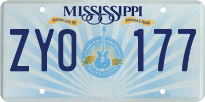 MS license plate ZYO177