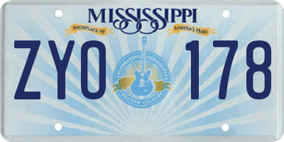 MS license plate ZYO178