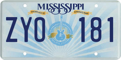 MS license plate ZYO181