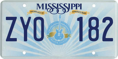 MS license plate ZYO182
