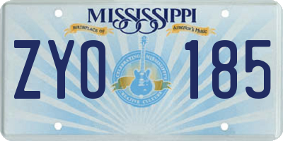 MS license plate ZYO185