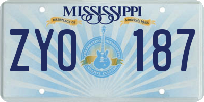 MS license plate ZYO187