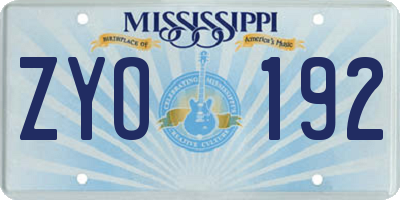 MS license plate ZYO192