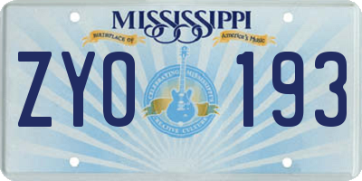 MS license plate ZYO193