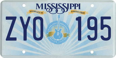 MS license plate ZYO195