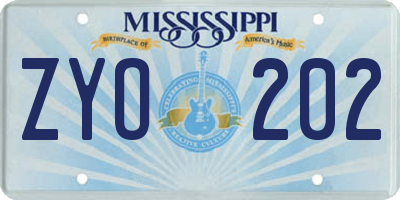 MS license plate ZYO202