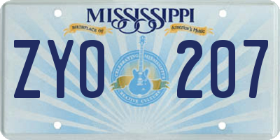 MS license plate ZYO207