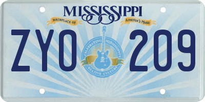 MS license plate ZYO209