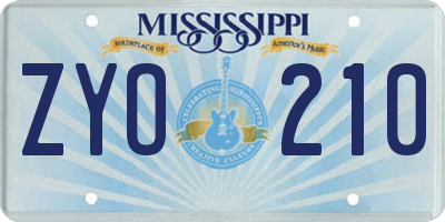 MS license plate ZYO210