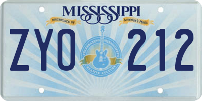 MS license plate ZYO212