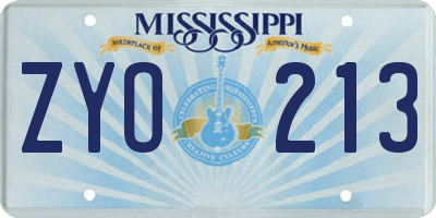 MS license plate ZYO213