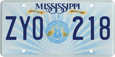 MS license plate ZYO218