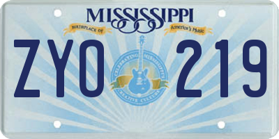 MS license plate ZYO219