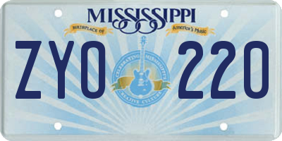 MS license plate ZYO220