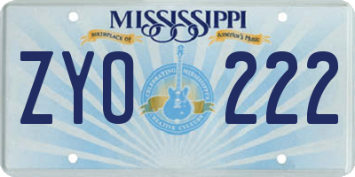 MS license plate ZYO222