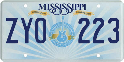 MS license plate ZYO223