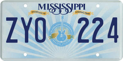 MS license plate ZYO224