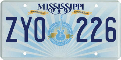 MS license plate ZYO226