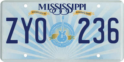 MS license plate ZYO236