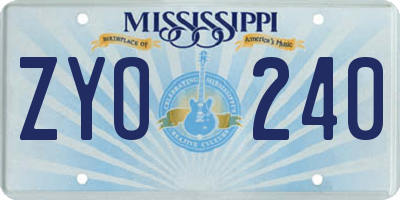 MS license plate ZYO240