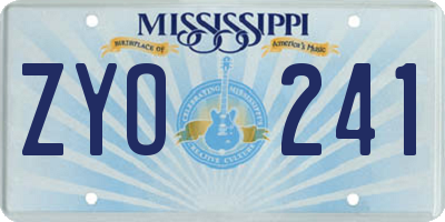 MS license plate ZYO241