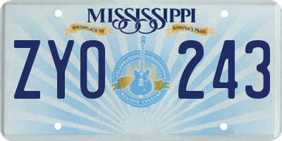 MS license plate ZYO243