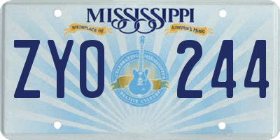 MS license plate ZYO244