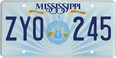 MS license plate ZYO245