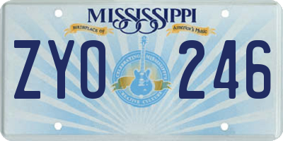 MS license plate ZYO246