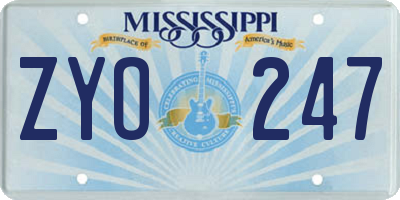 MS license plate ZYO247