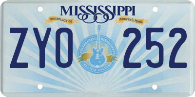 MS license plate ZYO252