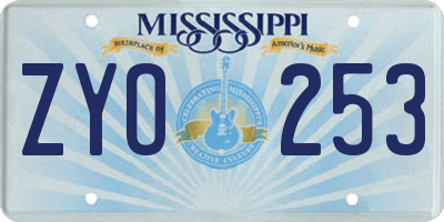 MS license plate ZYO253