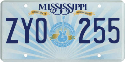 MS license plate ZYO255