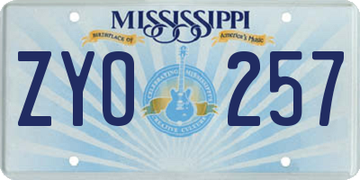 MS license plate ZYO257
