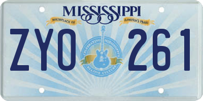 MS license plate ZYO261