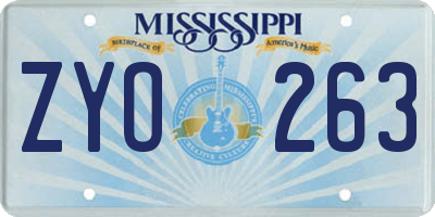 MS license plate ZYO263