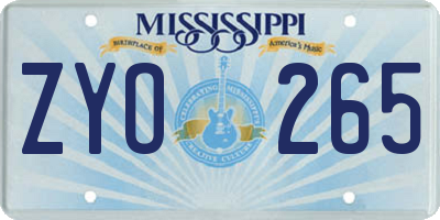 MS license plate ZYO265