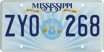 MS license plate ZYO268