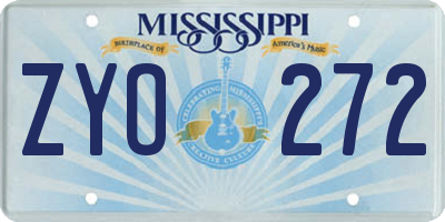 MS license plate ZYO272